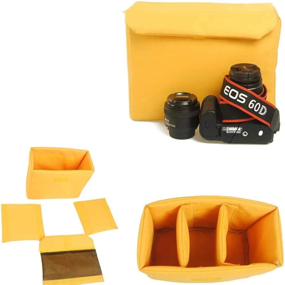 Uadme Camera Insert Bag Nylon Spons Waterdicht Schokbestendig Draagbare Gewatteerde Tas voor SLR Camera Lenzen met Divider Stick Lens Accessoires (S-Grijs