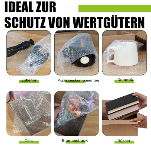 High-PQ Luftpolsterfolie Rolle - Besonders reißfeste und transparente Noppenfolie als Schutz für Paketversand, Post und Umzug (1 Rolle, 40cm x 10m)