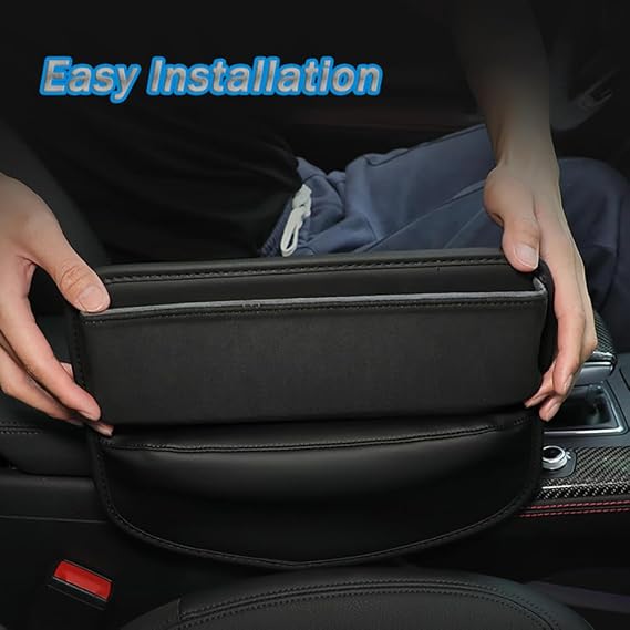 Car Seat Gap Organizer for Bollinger B2 2024-2025 Pickup 5-Seater, Elegant Leather Storage Box with Cable Hole for Phones Essentials,1 Piece-Black