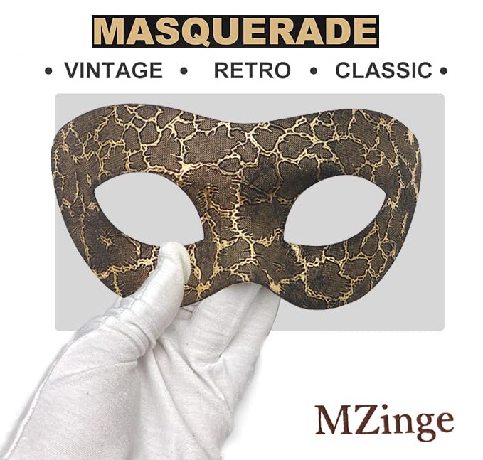MZinge Couple Masks, Brown Vintage Crackle,leopard print mask, Halloween Venetian for Men & Women, Eye Mask for Parties Balls - Image 3