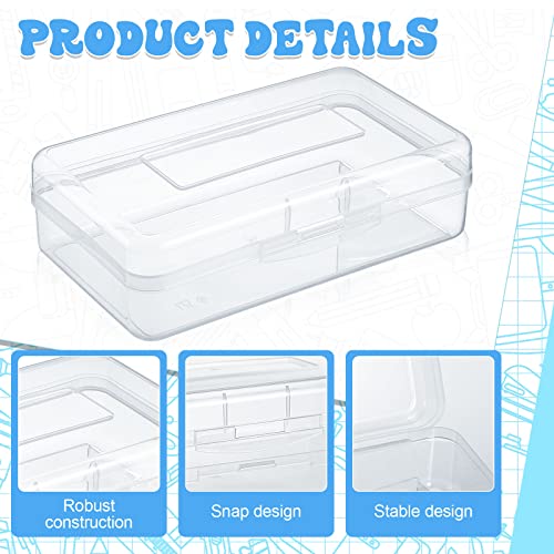 Image of Patelai 24 Pack Pencil Box for Kids 8.3x4.7x2.4 Plastic Clear Pencil Case Bulk Crayon Boxes with Snap Tight Lids for Classroom School Students(Transparent)