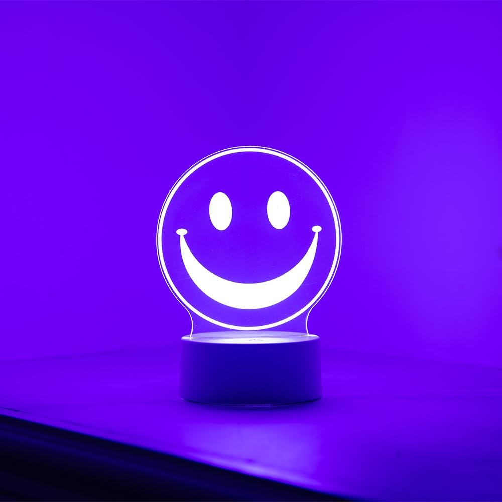 EXIGENT Happy Face 3D Acrylic LED Lamp Night Light Flashing Cool (SmileLamp)