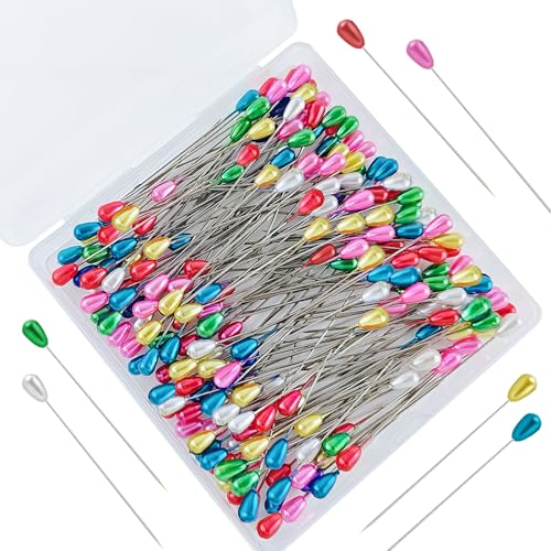 200Pcs Colorful Pearl Needle 2.1inch,Corsage Pins,Quilting Sewing Pins,Sewing Pins with Colored Heads, Straight Sewing Pin,Jewelry DIY, Flower Decoration,Handmade Craftsmanship Sewing Supplies