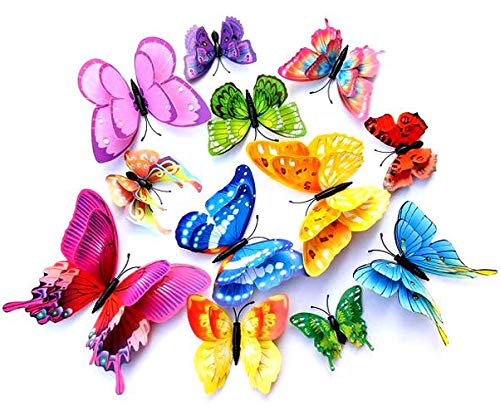 12 Borboletas Coloridas Enfeite Ímã Geladeira Asa Dupla 3D