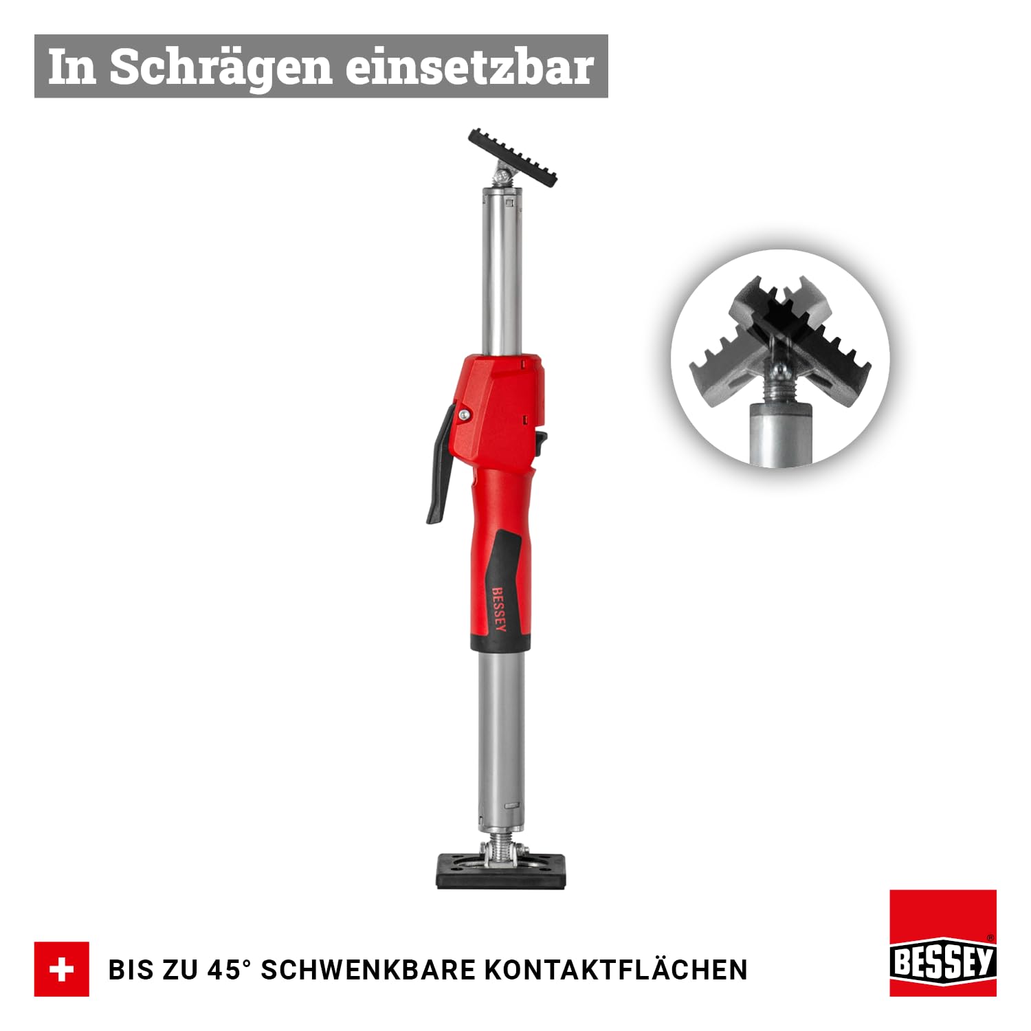 BESSEY Decken- und Montagestütze STE90 mit Pumpgriff, Verstellweg 575-910 mm, äußerst stabile Konstruktion durch hochbelastbare Stahlrohre, Einhandbedienung, Gewicht 1,80 kg
