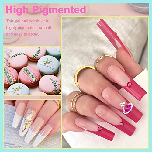 Lavender Violets Gel Nail Polish Kit 27+3 Colors Pink Brown And White Soak-Off Uv Led Nail Gel With Base, Matte And Glossy Top Coat C974 #TOP3