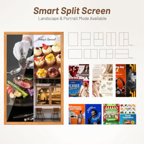 Image of 32 inch Digital Signage Display with Solid Wood Frame|700 Nits Slim Menu Board|GMS Remote Management & Plug-Play|Digital Art Frame for Restaurants, Galleries & Luxury Homes
