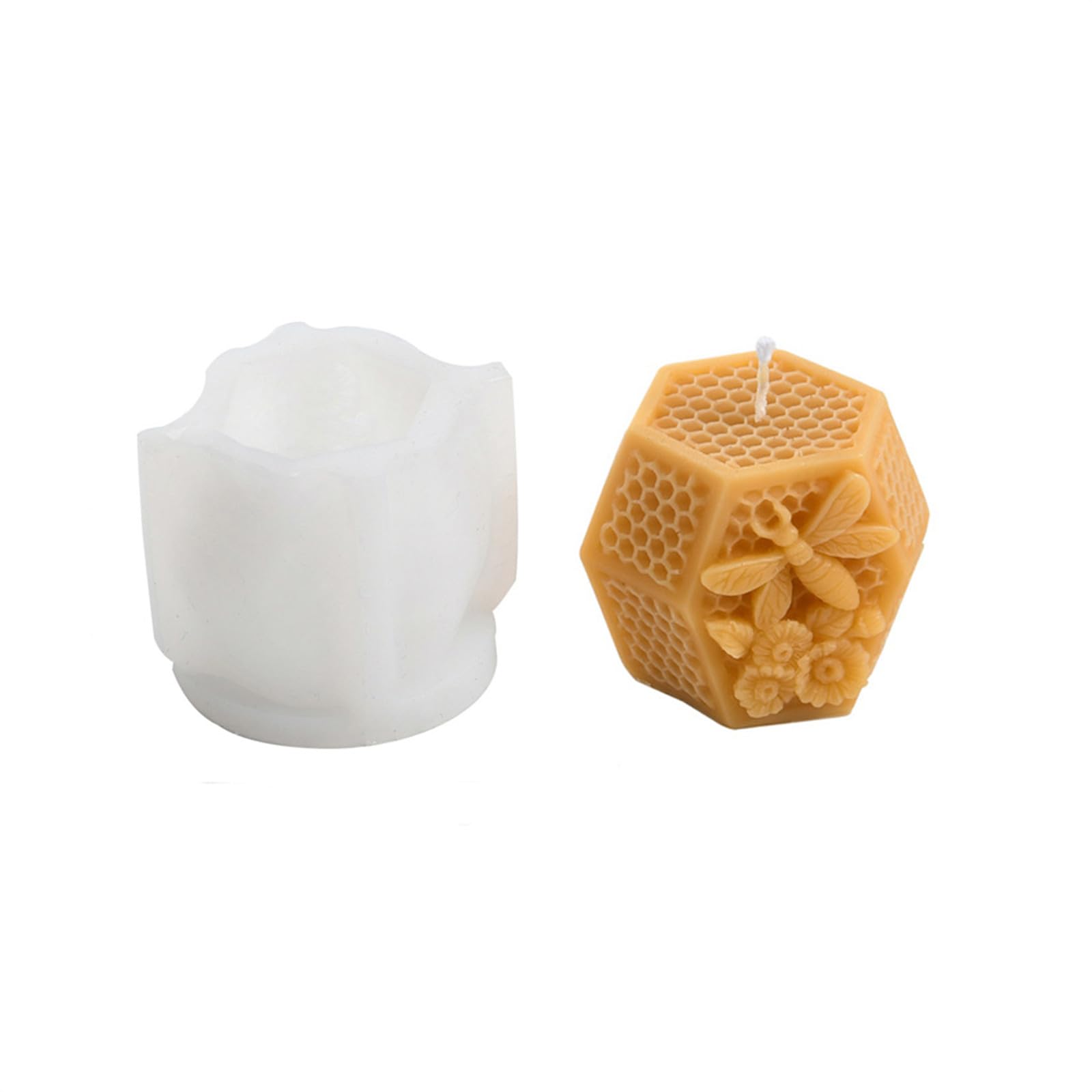 Xidmold Bee Honeycomb Candle Mould, Honeybee Beehive Pillar Silicone Mold for Beeswax Candle, Soy Wax Candle, Plaster Ornament, DIY Crafts (B)