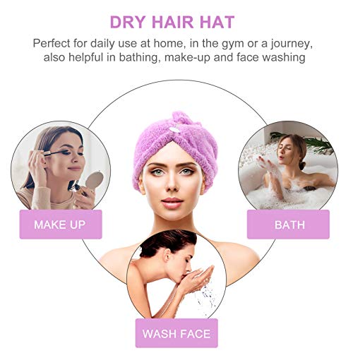 PIXNOR Touca de Toalha de Secagem de Cabelo Com Botões Elástico Absorvente de Toalha de Cabelo Envol