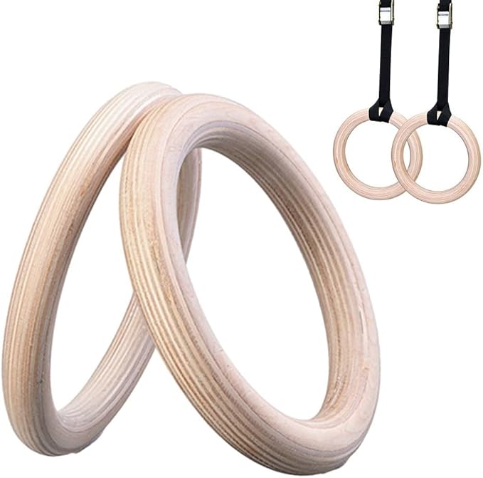 Anillas de Gimnasia de Madera 2 Piezas, 19 cm, para Fitness y Ejercicios miniatura 3