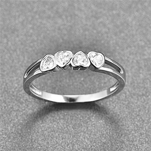 AVECON 925 Sterling Silver Rings for Women with Created Emerald Cubic Zirconia Wedding Engagement Band Comfort Fit Size P1/2,white+heart,SBT064R-AV - Image 5