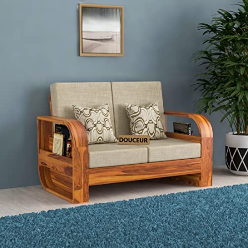 Image of Douceur Furnitures Solid Sheesham Wood 2 Seater Sofas | Two Seater Sofa for Living Room, Cafe, Office | (Design-5)
