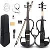 Yinfente 16inch Silent Electric Viola Solid Wood 4 String With Ebony Fittings&Hard Case& Brazilwood Bow&AUX Cable&Cleaning Cloth&Rosin&Headphone&Extra String