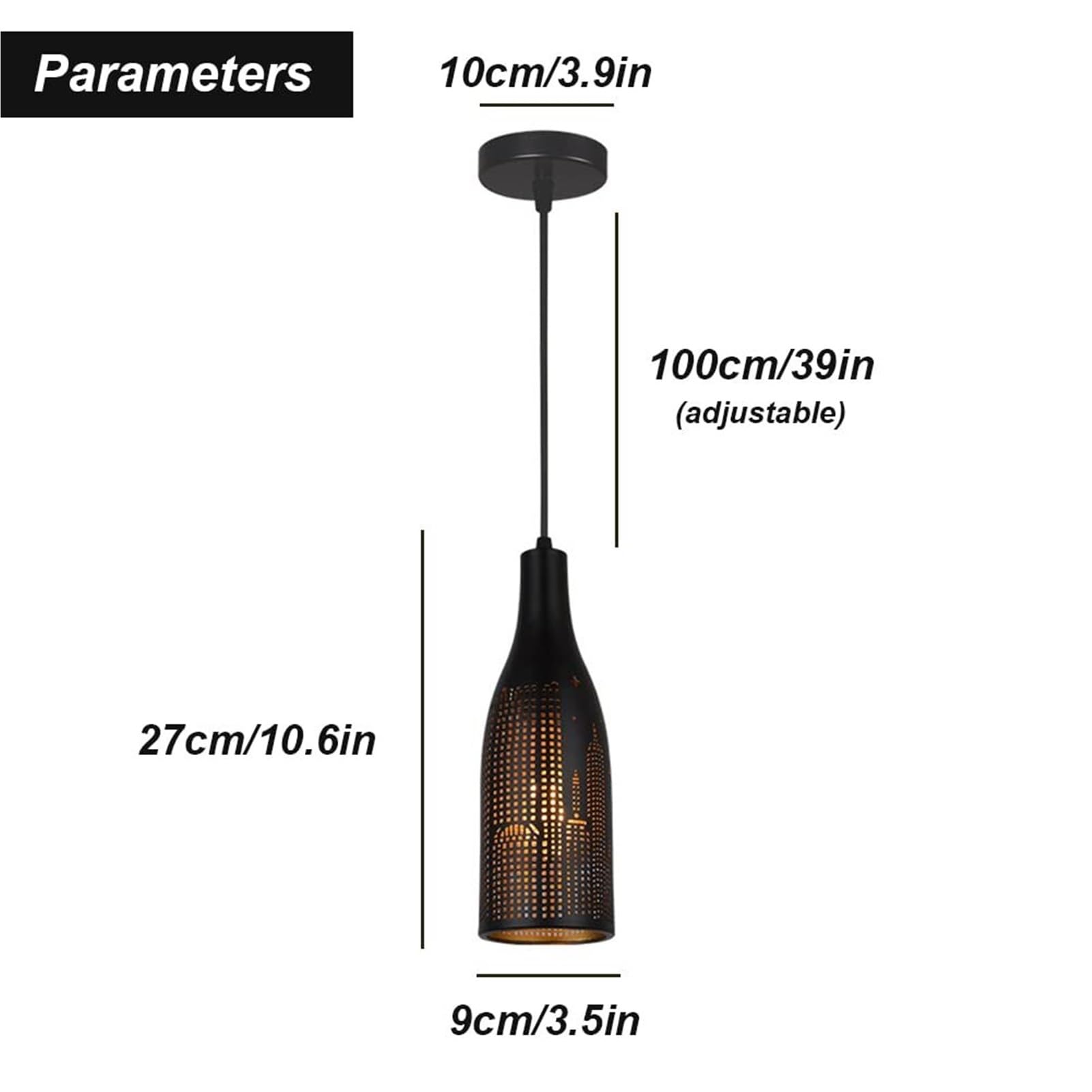 Moroccan Black Retro Mosaic Iron Pendant Lamp Chandelier Hanging Lighting Ceiling Fixture E27 Industrial Loft Decor Style For Bar Cafe Restaurant