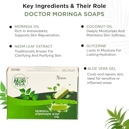 Image of Handmade Bathing Soap- 100gm Pack of 5 | Herbal Soap for Removing Dirt & Impurities no mineral oils added Suitable for All Skin Types, Flavour Neem