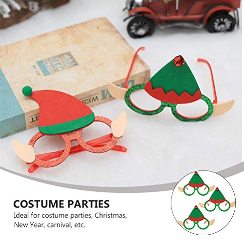 KESYOO 3 Peças de óculos de Elfo de Natal para Festas de Natal Engraçadas óculos Moldura Glitter Fot
