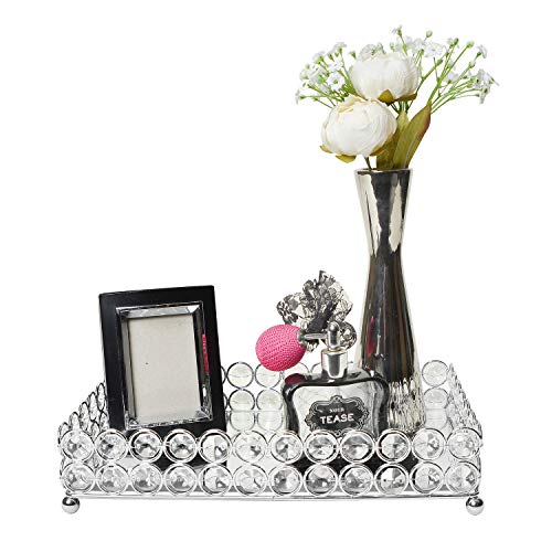 Elegant Designs Hg1010-Chr Elipse Crystal Decorative Mirrored Jewelry Or Makeup Cosmetic Perfume Vanity Organizer Tray, Chrome #TOP1