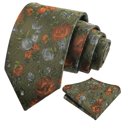Image of Alizeal Mens 3.15'' Colorful Flower Pattern and handkerchief Necktie Set