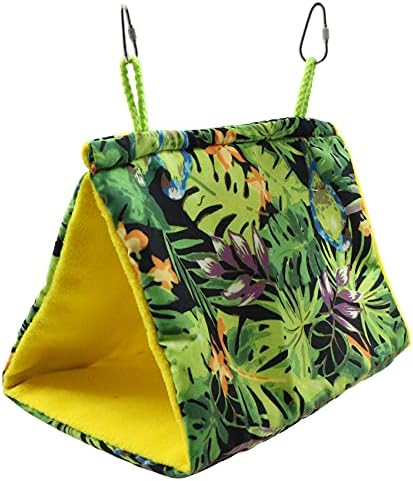 Hanging Cage Tent Bird Nest for Small Pets Parrot Hammock, Triangle Tent Parakeet Shelter Perch Nest Hamster Macaw Swing