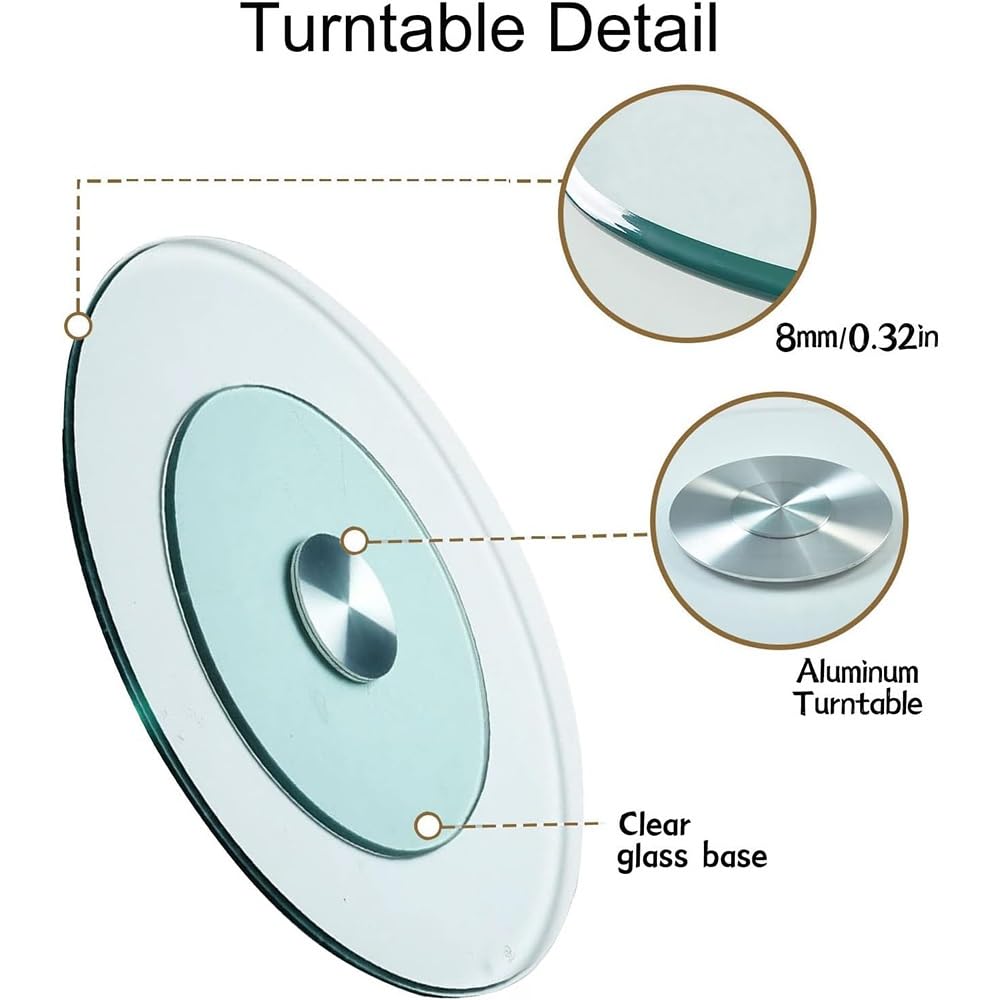 Générique Grand Plateau tournant Lazy Susan Rond en Verre trempé de 80 cm (24 po, 28 po, 30 po, 39 po), avec roulement Silencieux.