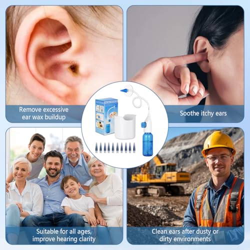 Miniatura 8 de Fefod Kit Limpiador De Oídos, Sistema De Riego Oídos Con Boquilla Y Lavabo Para Atrapar Los Oídos, Bomba Limpia Oídos Para Eliminación De Cera Para Oídos Para Limpieza Profunda Adultos Y Niños