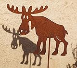  Edelrost Elch auf Stab 19 x 14 cm Gartenstecker Dekoration Advent Weihnachten