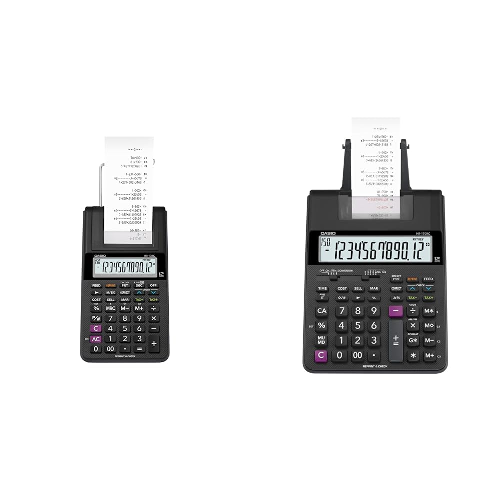Casio HR-10RC Printing Calculator 4.02 x 3.21 x 9.41 inches & HR-170RC Plus, Desktop Printing Calculator (New Version of The HR-100TM)