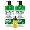 BELLISSO Tea Tree Oil Shampoo, Conditioner Set, and Serum - Sulfate Free, Hydrating, Soothing for Itchy Scalp, Dry Hair, Dandruff, All Hair Types, Fight Damage, Color Treated - 3 Count