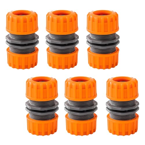6 Pieces Hose Repair Connector Orange and Gray 1/2 Pipe Connector Re-Pair Connector Extender for Garden Hose Pipe Quick Repair Connection