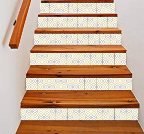 Image of Moroccan Tile Stickers | Waterproof Self Adhesive Peel & Stick Tile Decals for Kitchen Backsplash, Bathroom Wall, Floor, Furniture & Glass (4x4 Inch, Design 75)