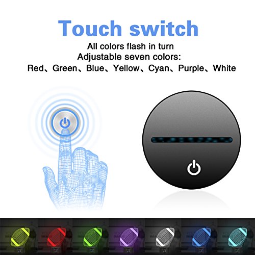 Elstey Football 3D Lamp Optical Illusion Night Light, 7 Color Changing Touch Switch Acrylic Flat & Abs Base & Usb Cable Decoration Lamps For Christmas Gift #TOP3