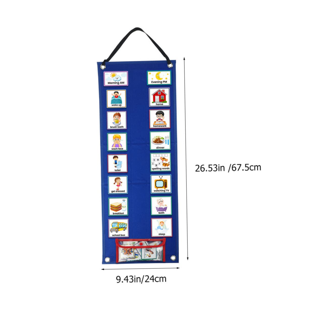 Tablero de Horarios Visual para Niños, Calendario Diario Azul