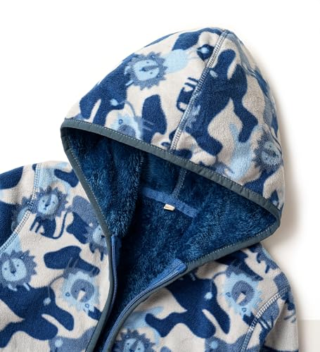 Image of Boys Girls Polar Fleece Jacket with Hood Toddler Coat 2-12 Years | Soft Full Sherpa Fleece Lining, Anti-Pilling, Mid-Weight, Easy Zip-Up, Hooded Design, Hand-Warm Pockets, Elastic Cuffs & Hem