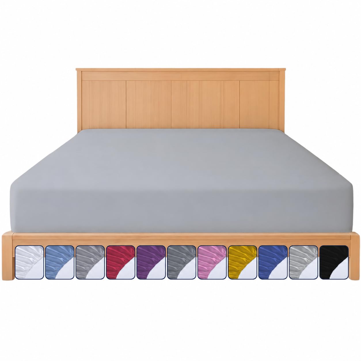 Single Fitted Sheet Gray 25cm Extra Deep Pocket - OEKO-TEX Certified - All Round Elastic Microfibre Bed Sheet - Hotel Quality, Wrinkle & Fade Resistant Bottom Sheets (Gray, Single 25 CM) โ image 1