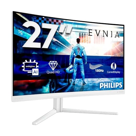 Philips Evnia 27M2C5501-27 Zoll Quad HD Curved Gaming Monitor, 180 Hz, 1 ms, FreeSync Premium, HDR10, Ambiglow (2560x1440, 2X HDMI 2.0, 1x DisplayPort 1.4) Weiss