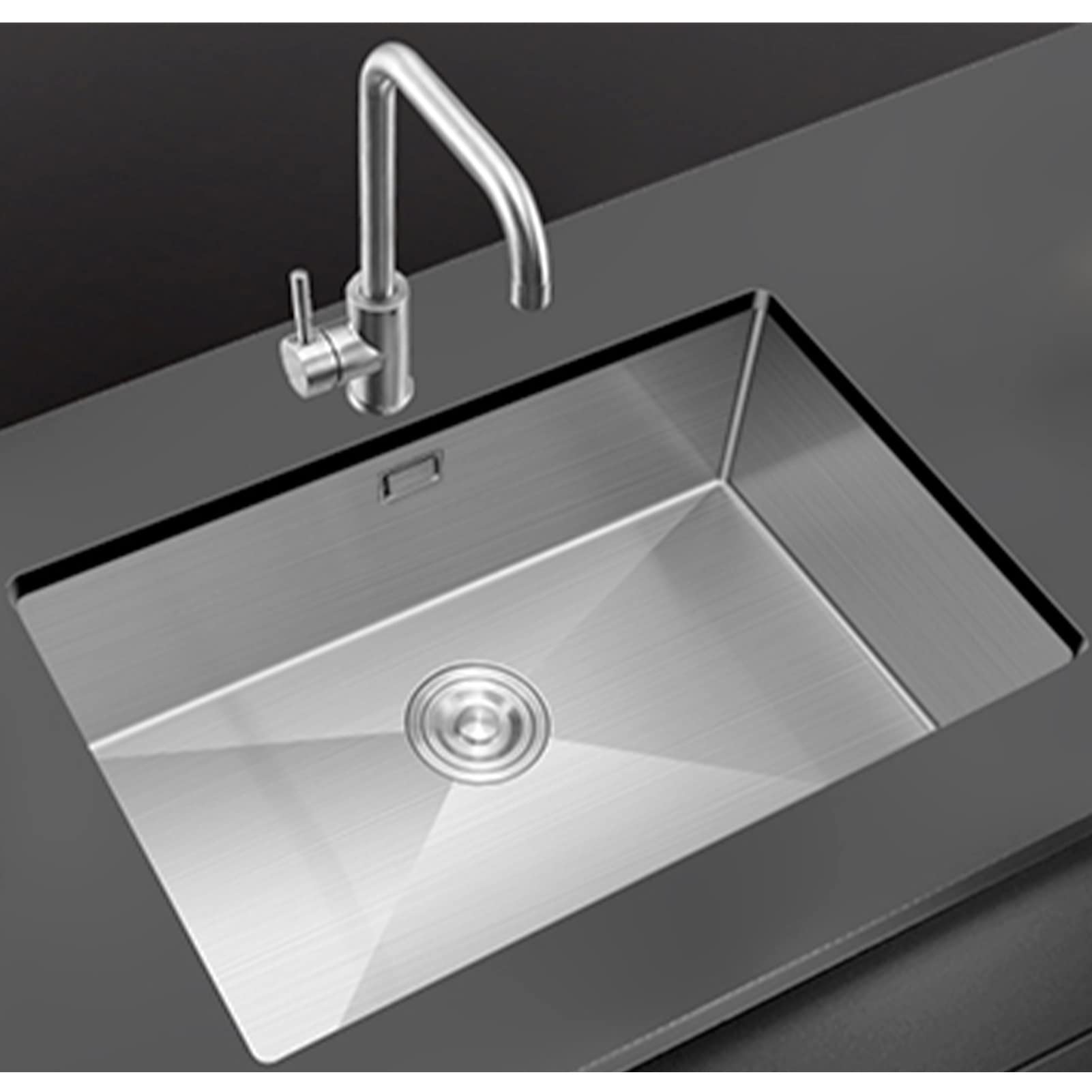 WIQUYBML 304 Stainless Steel Kitchen Sink with Faucet, Nano Waterfall Design, Single Bowl Vegetable Basin, Durable and Stylish Home Accessory