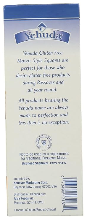 Yehuda Gluten Free Matzo Squares, 10.5 Ounce -- 12 per case