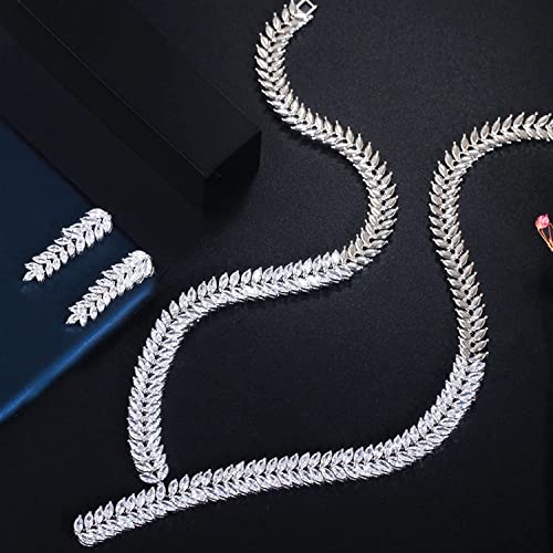 Conjunto de collar de hojas de gota para invitadas de boda y gala