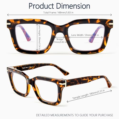 Image of Blue Light Blocking Glasses for Women Men, Square Thick Frame Anti Eyestrain & UV Glare JF6218