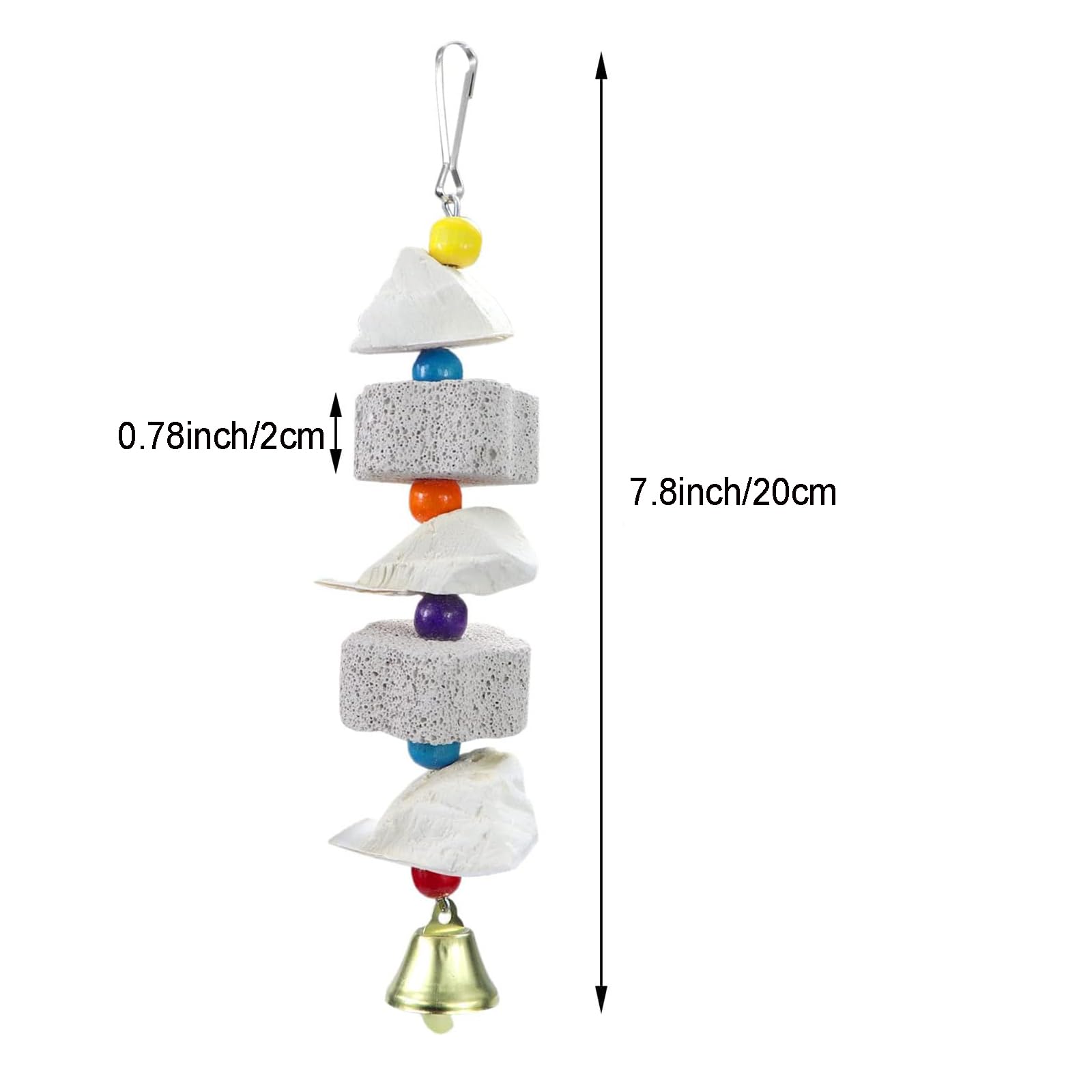 Yitaocity 3Pcs Bird Beak Trim Cuttlebone Calcium Stone Lava Block Chew Toy Grinding Teeth Natural Minerals with Bell for Parakeets, Cockatiels, Conures, Budgies, Lovebirds - image 2