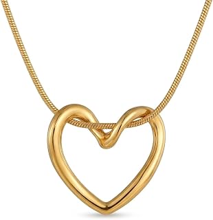 Sachisanjh Anti-Tarnish Gold Plated Open Heart Pendant Necklace, Stainless Steel, for Women, Everyday Wear Price In India