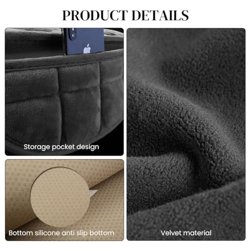 Image of Car Seat Cushion Pad Set with Straps for Front Seats and Rear Seat, Quilted Fabric Seat Protector Covers (Black)