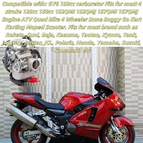 Image of GY6 150CC Performance Carburetor Fits for TaoTao 125CC PD24J 24mm Scooter Kymco Roketa Moped Motorcycle ATV Go Kart Parts 152QMJ 152QMI 157QMJ 157QMI 4 Stroke Engine with Starter Solenoid Carb Kit