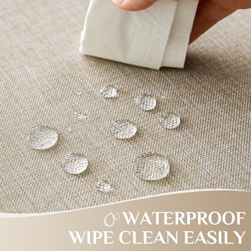 Softalker Large Beige Tablecloths Rectangular 144 x 60 inch Linen Textured Table Cloth Outdoor Waterproof, Stain and Wrinkle Resistant, Table Cloths for 6/8/10 Foot Rectangle Tables Decor for Spring by Softalker - Image 3