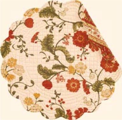 Set of 4 PCS Quilted,17" Round Placemats, Carlisle Red