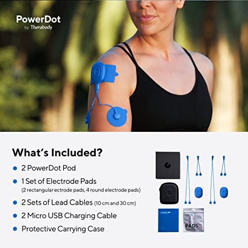 Therabody Powerdot 2.0 Duo - Stim Tens Unit For Pain Relief - Bluetooth Electrical Muscle Stimulation Device, 2 Smart Wireless Nmes & Tens Pods For Muscle Pain, Pms And Menstrual Period Cramps - Blue #TOP4