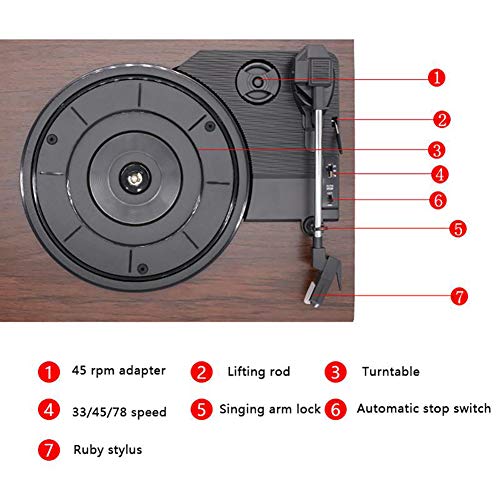 Yajun Tourne Disque Vinyle Platine Haut-Parleur Bluetooth Rétro Phonographe Gramophone Casque/Sortie Audio RCA 33/45/78… - Les Beatles, Paul McCartney, John Lennon, RIngo Starr, George Harrison Yajun Tourne Disque Vinyle Platine Haut-Parleur Bluetooth Rétro Phonographe Gramophone Casque/Sortie Audio RCA 33/45/78… – Image 3