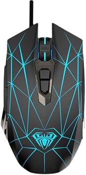Mechnical E-Sports Gaming Mouse - USB 7 Programmable Buttons Mice with 2400 Adjustable DPI- Wired Connection-Breathing Light Black