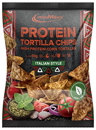 IronMaxx Tortillas Veganas Altas en Proteínas - Italian Style 1x bolsa de 60 g | bajas en grasa, sin aceite de palma y sin gluten aptas para los amantes de los aperitivos