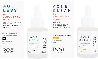 R.O.A Skincare Acne and Acne Marks reducing combo|AHA-BHA|2% GLYCOLIC ACID|2% SALICYLIC ACID|5% Mulberry Extract, 3% Licorice Root Extract, 1% HA| Non - comedogenic | Sulphate-free | Paraben-free | Unisex | 60 ML each